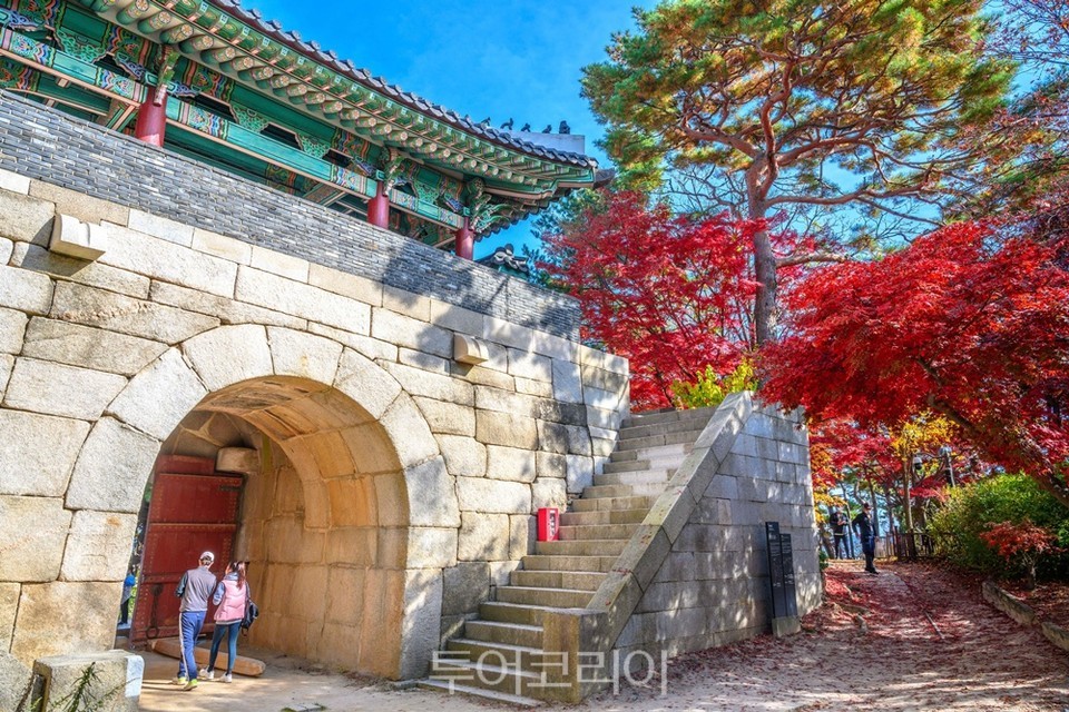 북악산 숙정문 단풍의 모습