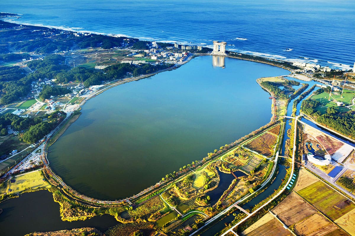 경포호 항공샷