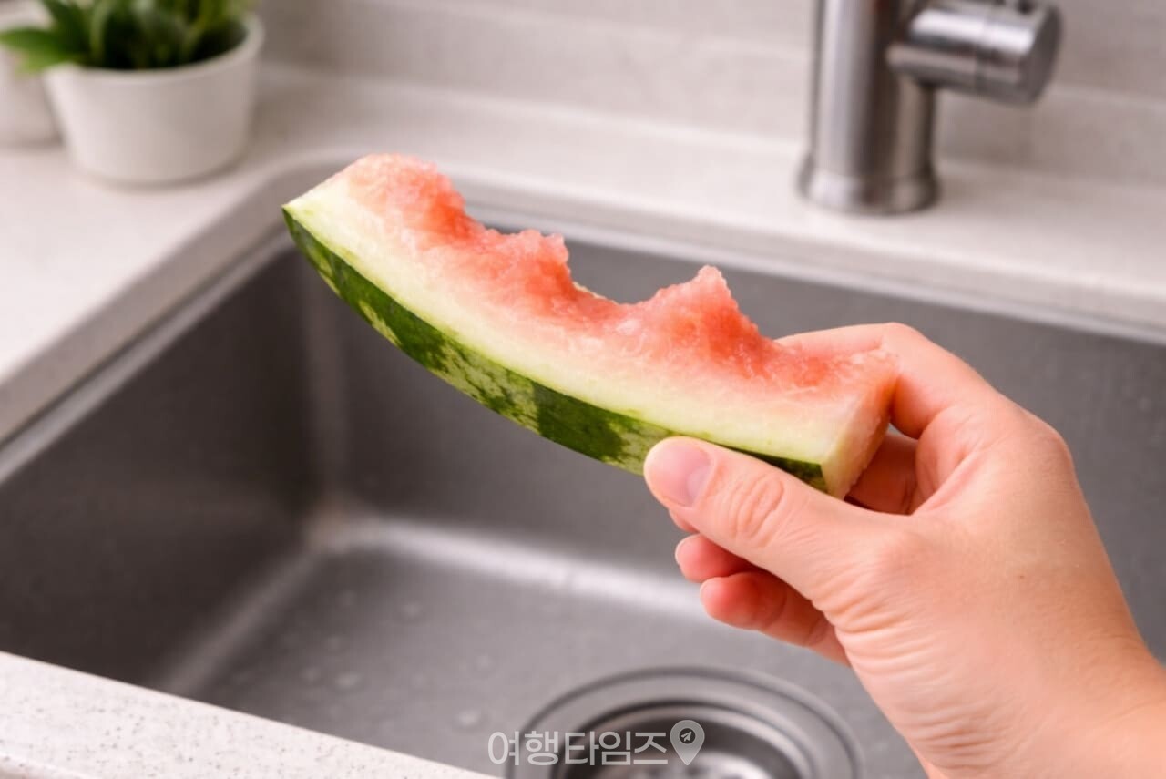 수박 껍질 싱크대 청소 / 사진=여행타임즈