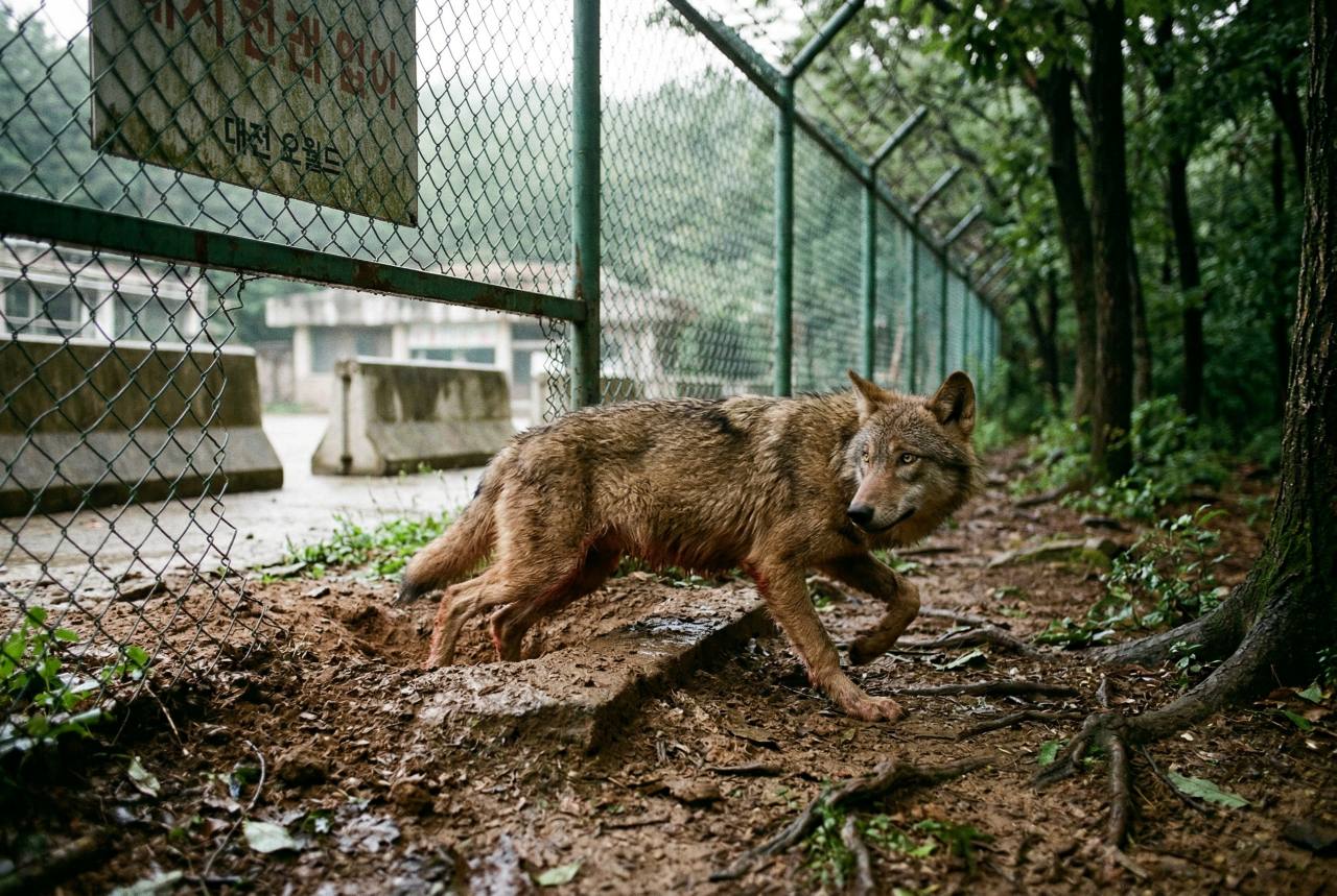 지난 8일 오전 9시 18분 경 오월드 대전 늑대 탈출 / 기사의 이해를 돕기 위한 ai이미지