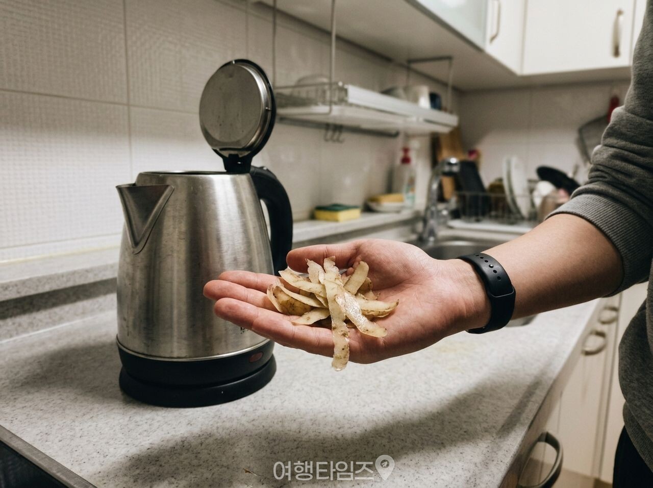 주전자 감자 껍질 청소 / 사진=여행타임즈
