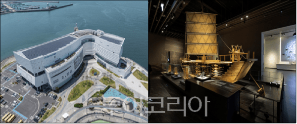 국립인천해양박물관 외부(좌)와 내부(우)