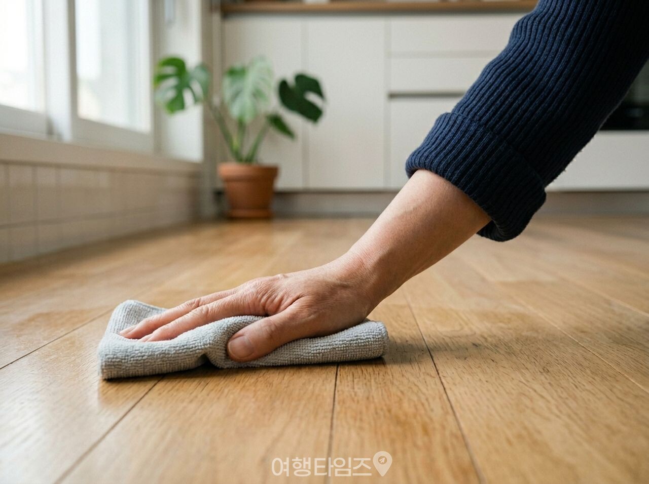 쌀뜨물로 마루 바닥 청소 / 사진=여행타임즈