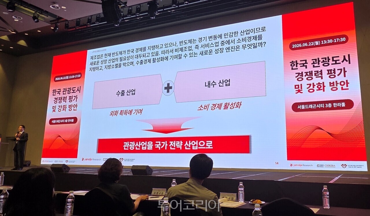 장수청 야놀자리서치 원장이 관광산업을 국가 전략 산업으로 육성해야 한다고 강조했다./사진-투어코리아