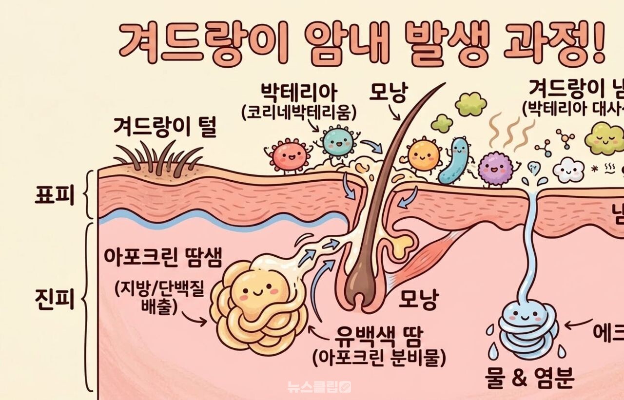 겨드랑이 땀냄새 설명  / 기사 이해를 돕기 위한 AI 이미지