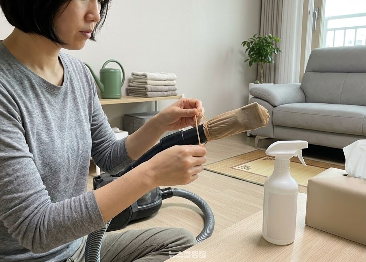 청소기 스타킹 활용 / 기사 이해를 돕기 위한 AI 이미지