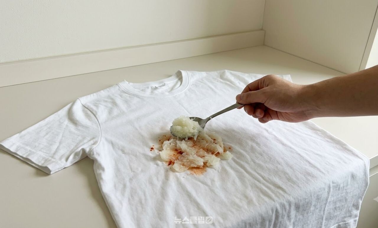 흰옷 김치 국물 얼룩 제거 / 기사 이해를 돕기 위한 AI 이미지