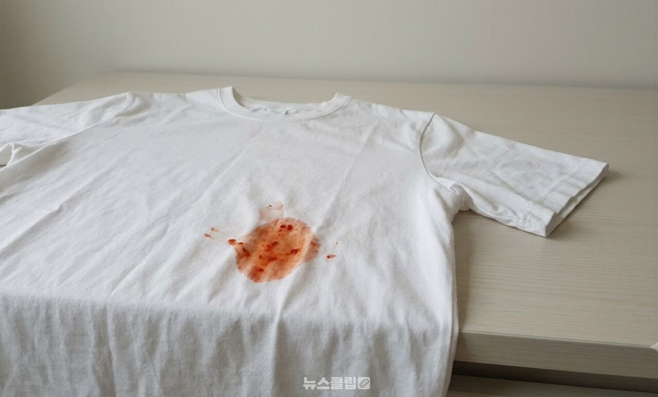 흰옷 김치 국물 얼룩 제거 / 기사 이해를 돕기 위한 AI 이미지