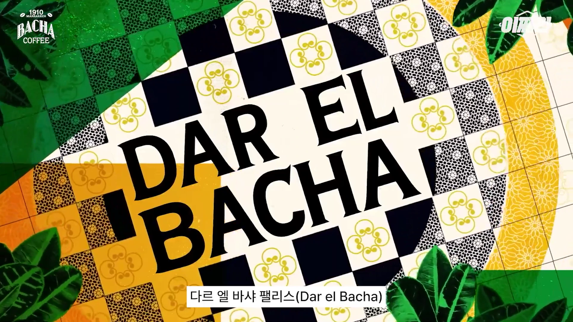 바샤 커피의 브랜드 로고와 'DAR EL BACHA'라는 글자가 적힌 그래픽 화면