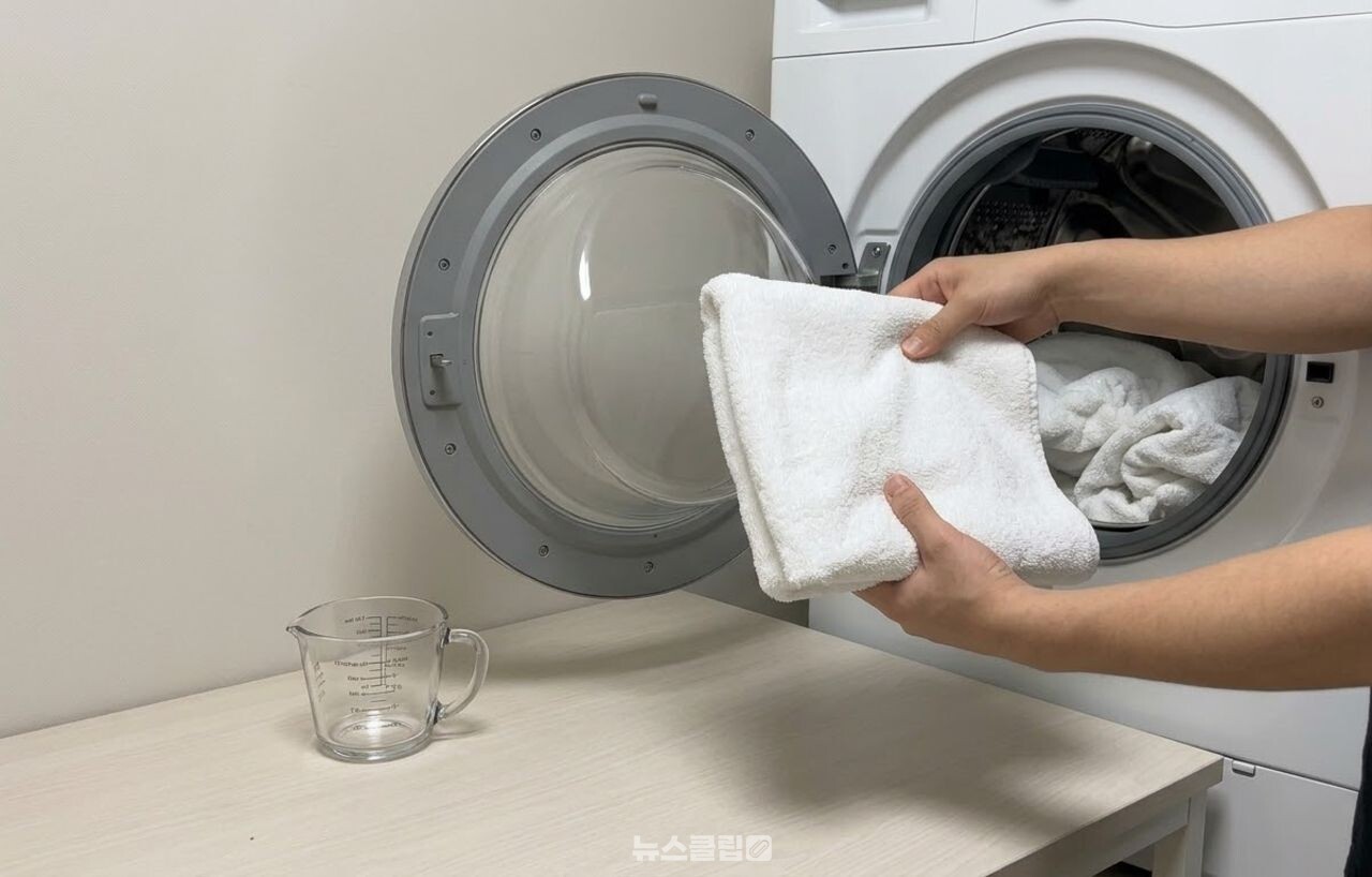 뻣뻣한 수건 빨래 / 기사 이해를 돕기 위한 AI 이미지