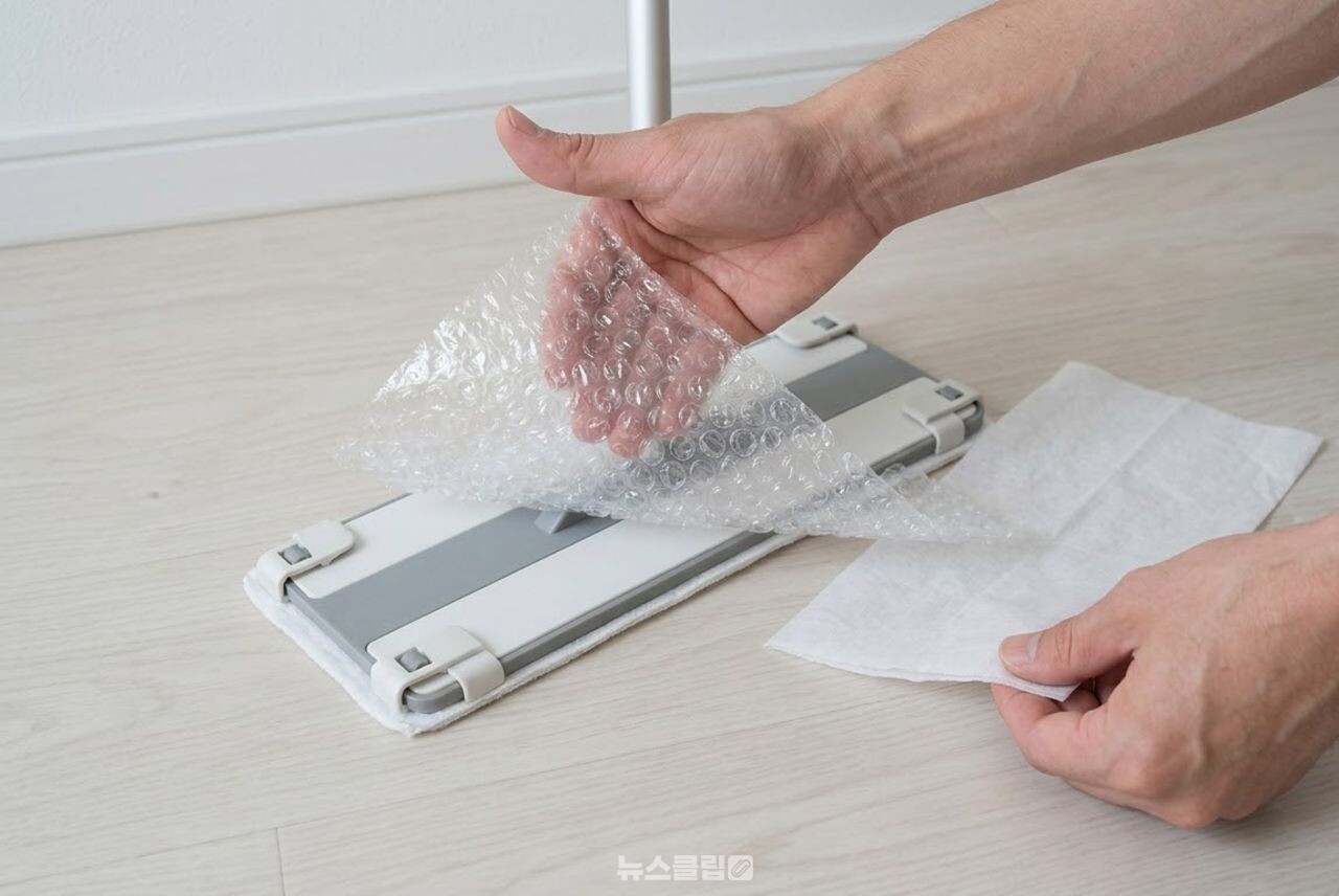 밀대걸레 뽁뽁이 활용 / 기사 이해를 돕기 위한 AI 이미지