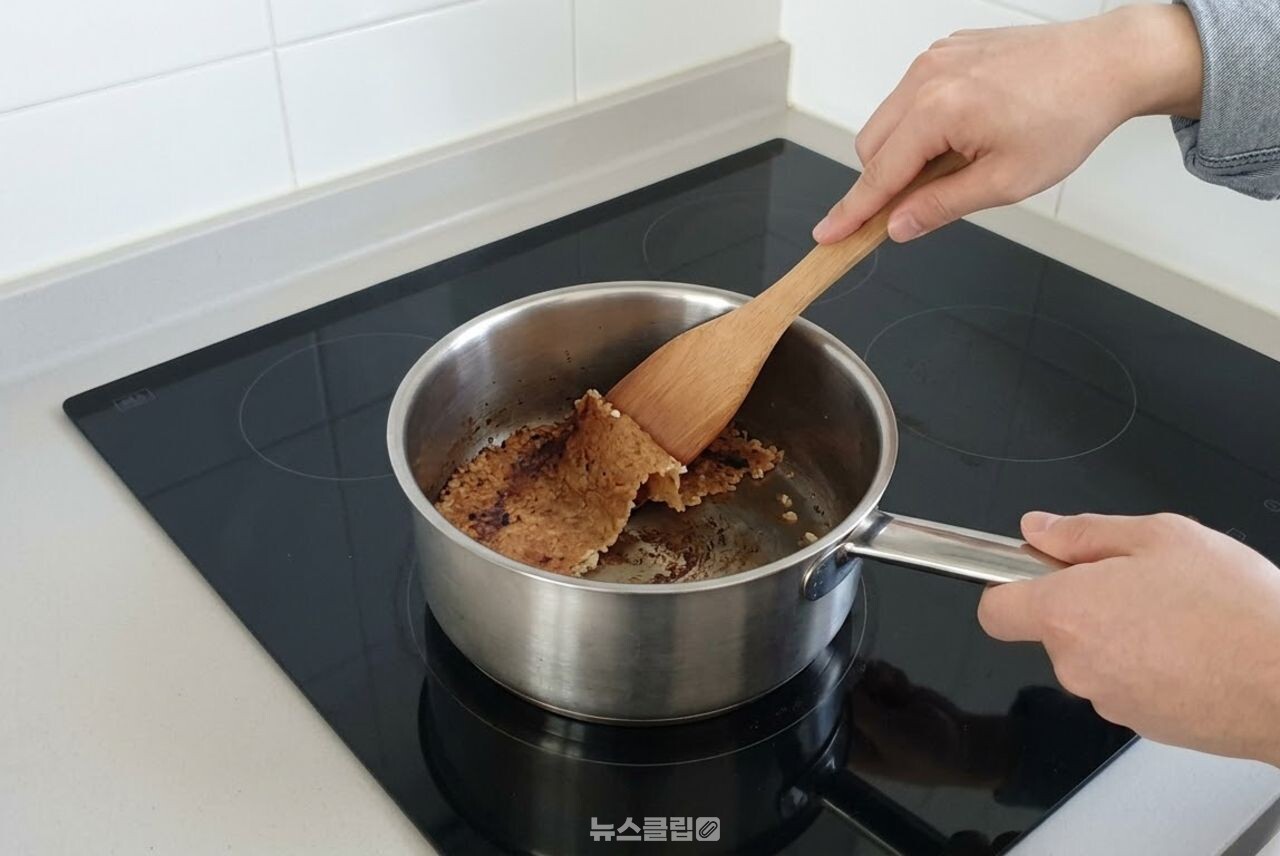 눌은 냄비 바닥 설거지 / 기사 이해를 돕기 위한 AI 이미지