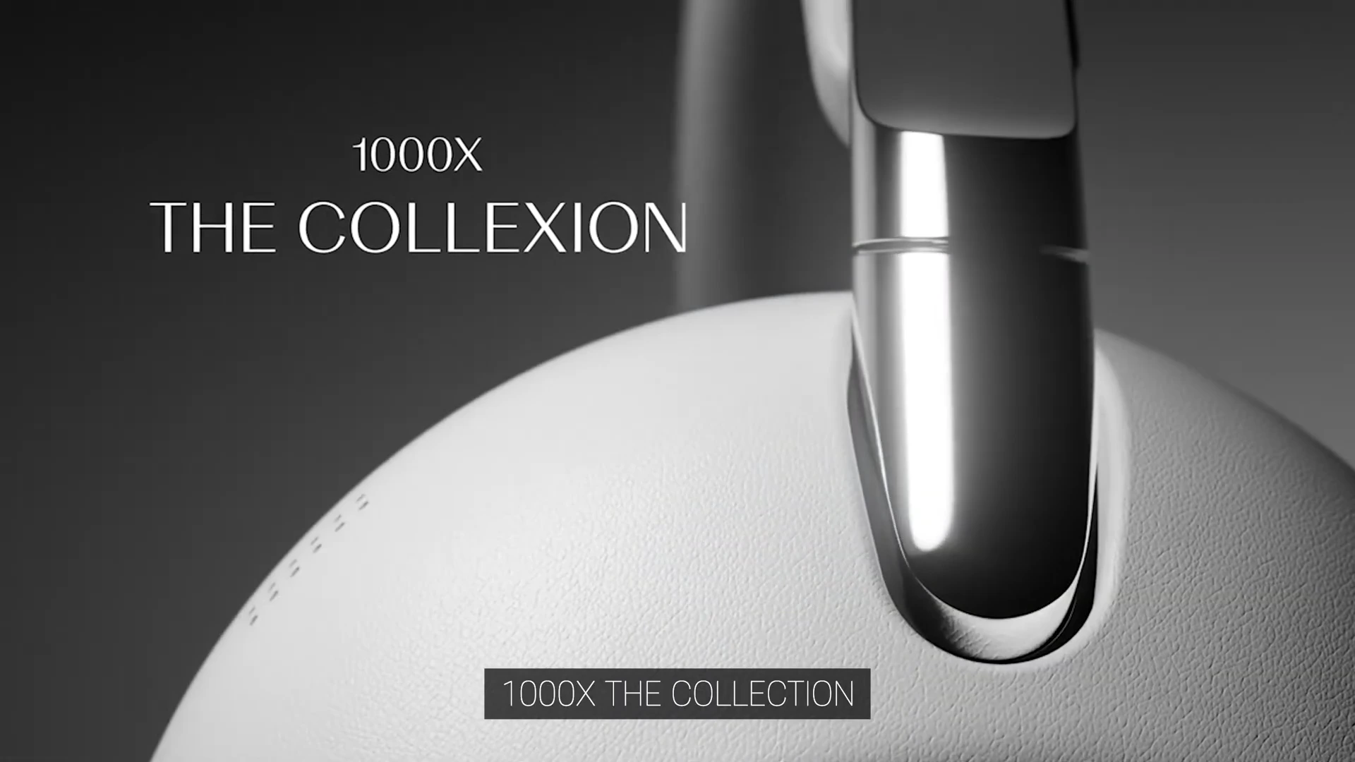 1000X THE COLLEXION이라는 문구와 함께 헤드폰의 이어컵과 프레임 연결부를 클로즈업한 제품 이미지