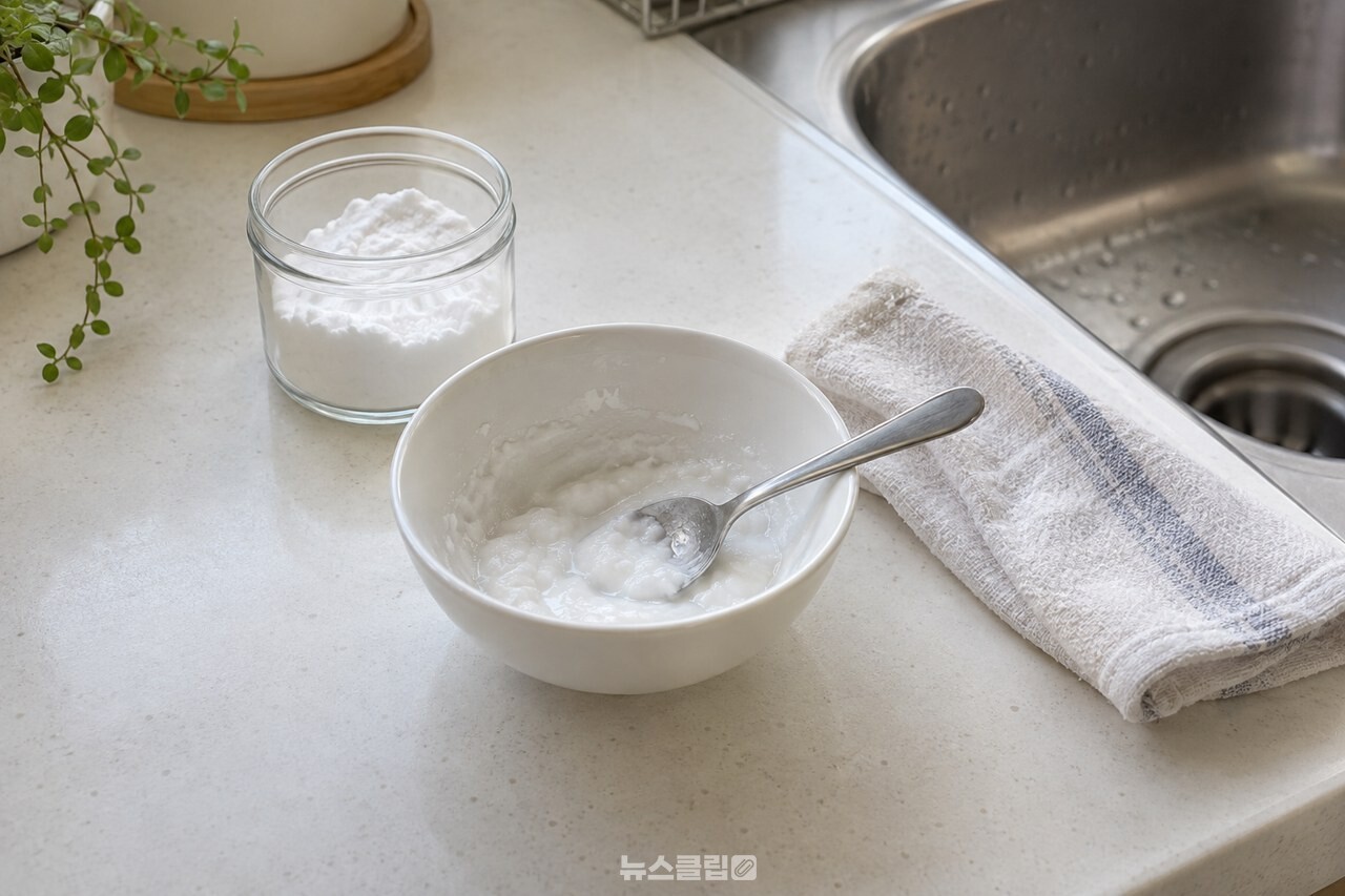 작은 그릇에 베이킹소다와 물을 개어놓은 모습 / 기사 이해를 돕기 위한 생성형 이미지