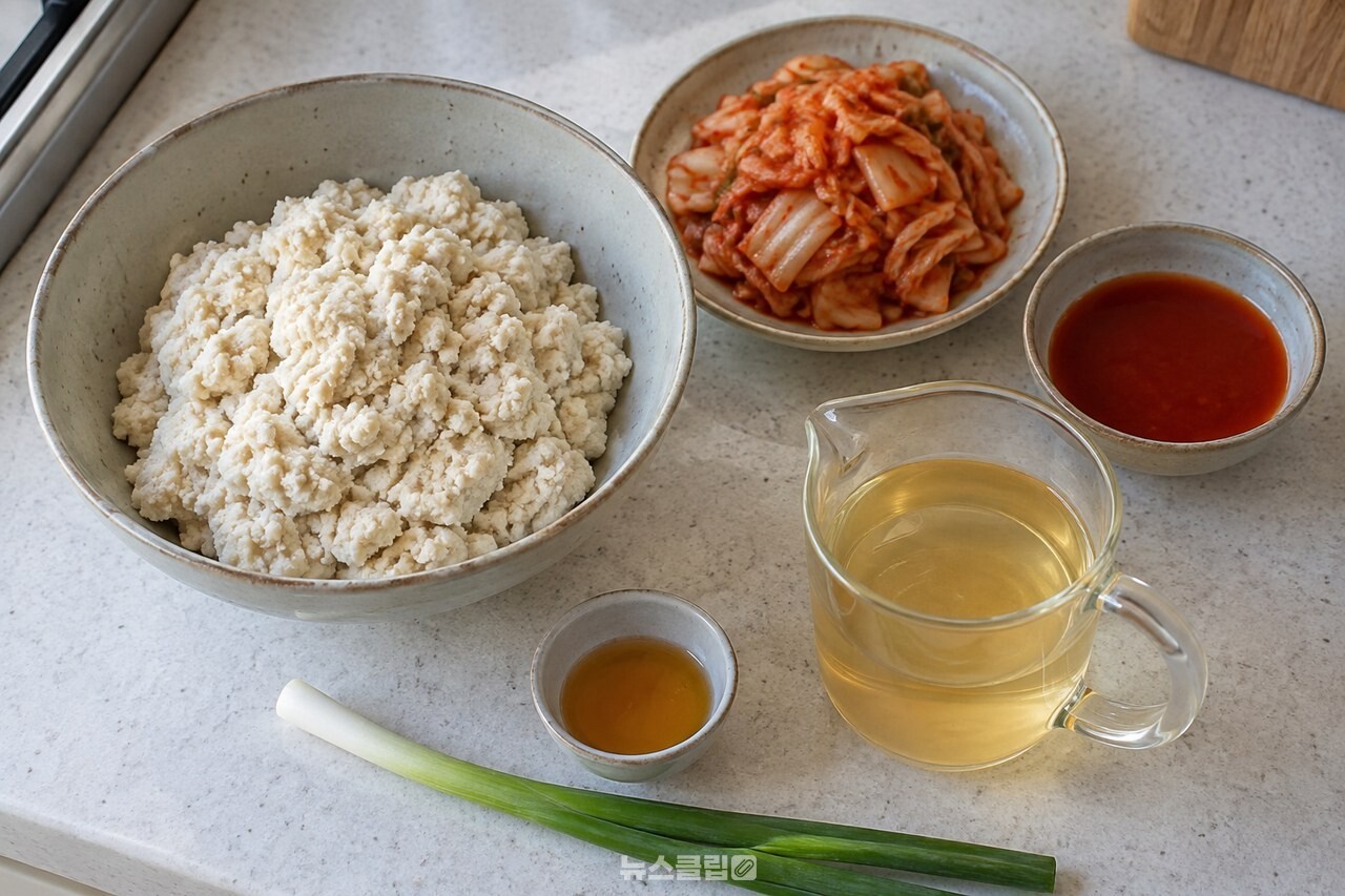 콩비지와 김치, 김칫국물 등 찌개 재료 / 기사 이해를 돕기 위한 생성형 이미지