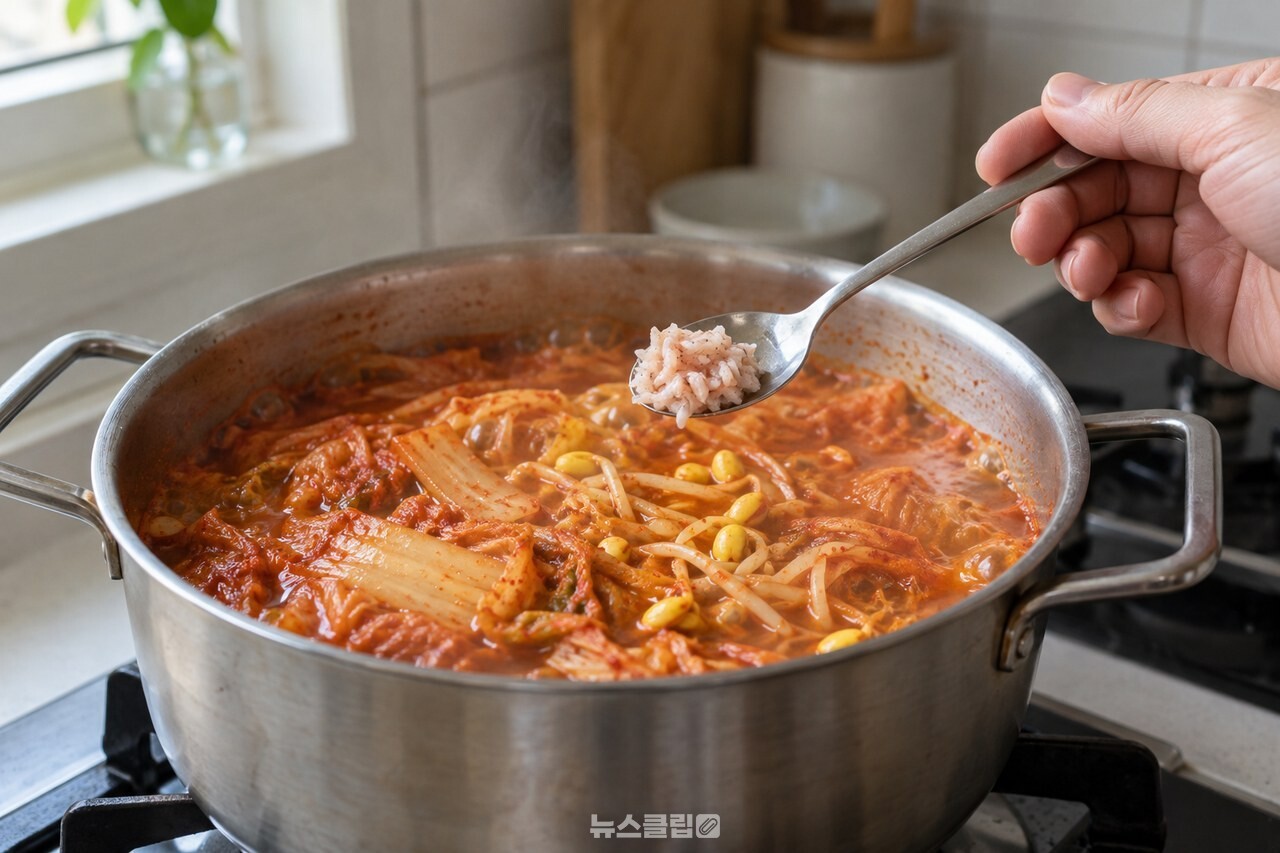콩나물이 익은 국에 더하는 소량의 새우젓 / 기사 이해를 돕기 위한 생성형 이미지