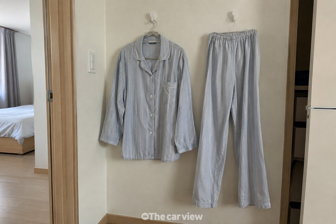 수납 전 잠옷을 벽걸이에 잠시 걸어 둔 모습 / 기사 이해를 돕기 위한 생성형 이미지