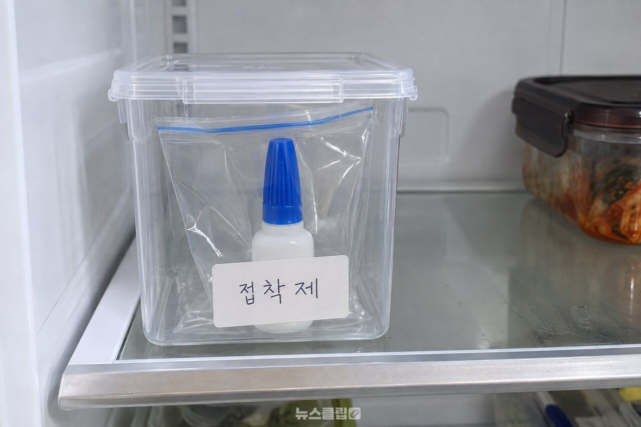별도 용기에 담아 냉장 보관한 미개봉 순간접착제 / 기사 이해를 돕기 위한 생성형 이미지