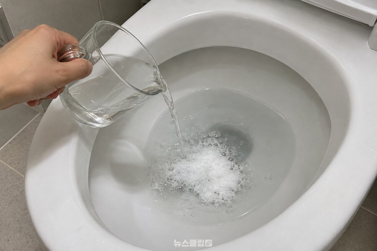 과탄산소다를 넣은 물 고인 부분에 따뜻한 물을 천천히 부어 거품이 올라오는 모습 / 기사 이해를 돕기 위한 생성형 이미지