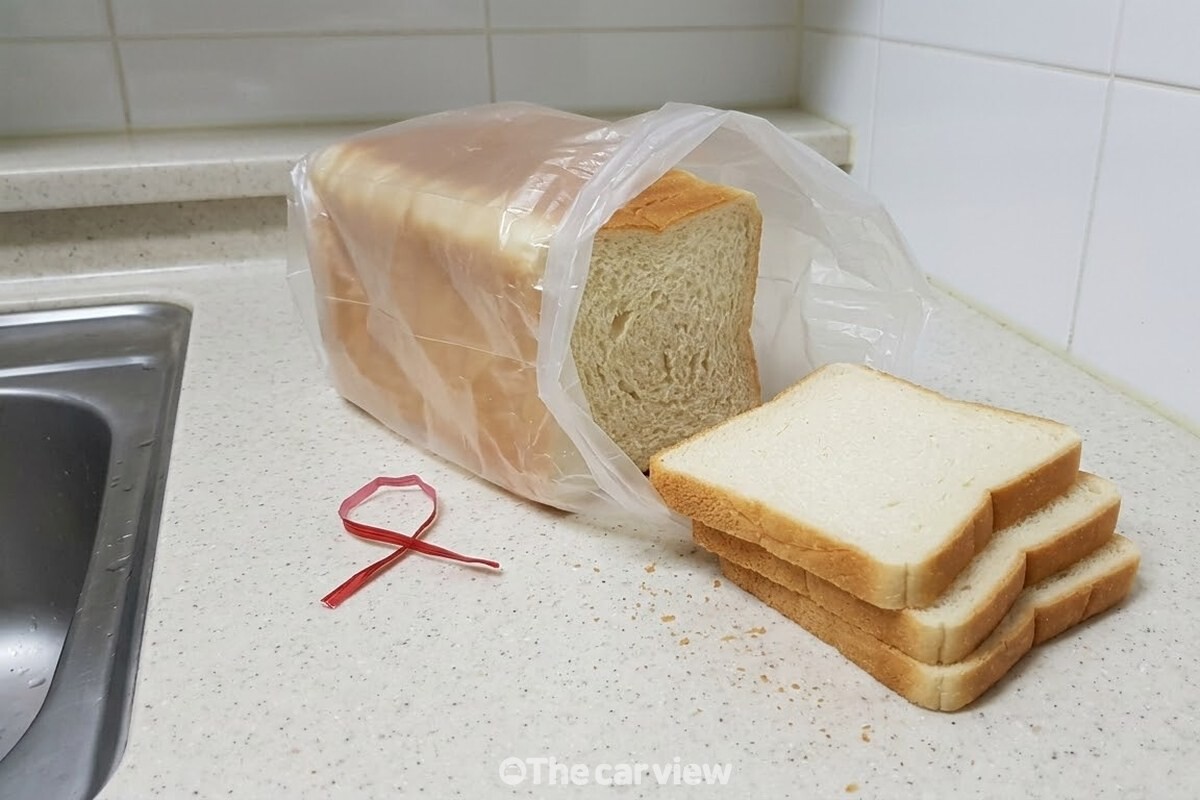 뜯은 식빵 봉지에서 몇 장을 덜어 낸 상태로, 남은 식빵을 어떻게 나눌지 정하는 순간이다. / 기사 이해를 돕기 위한 생성형 이미지