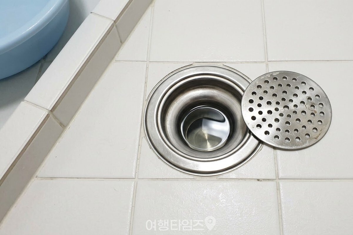 뚜껑을 열어 둔 욕실 바닥 배수구 안쪽에 맑은 물이 고여 있다. / 기사 이해를 돕기 위한 생성형 이미지