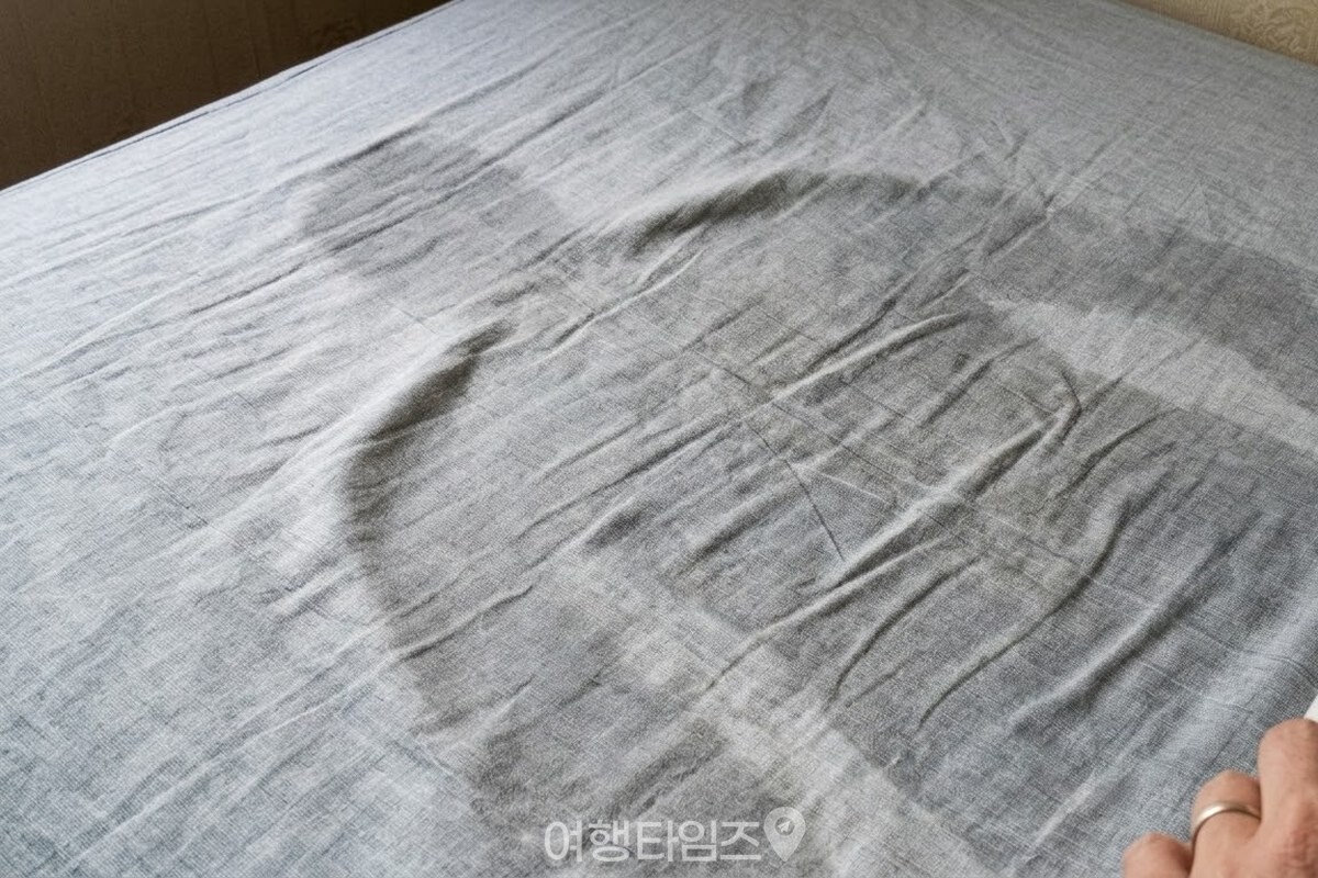 아침에 이불을 들추자 몸이 닿았던 매트리스 자리에 밤새 생긴 습기 자국이 남아 있다. / 기사 이해를 돕기 위한 생성형 이미지