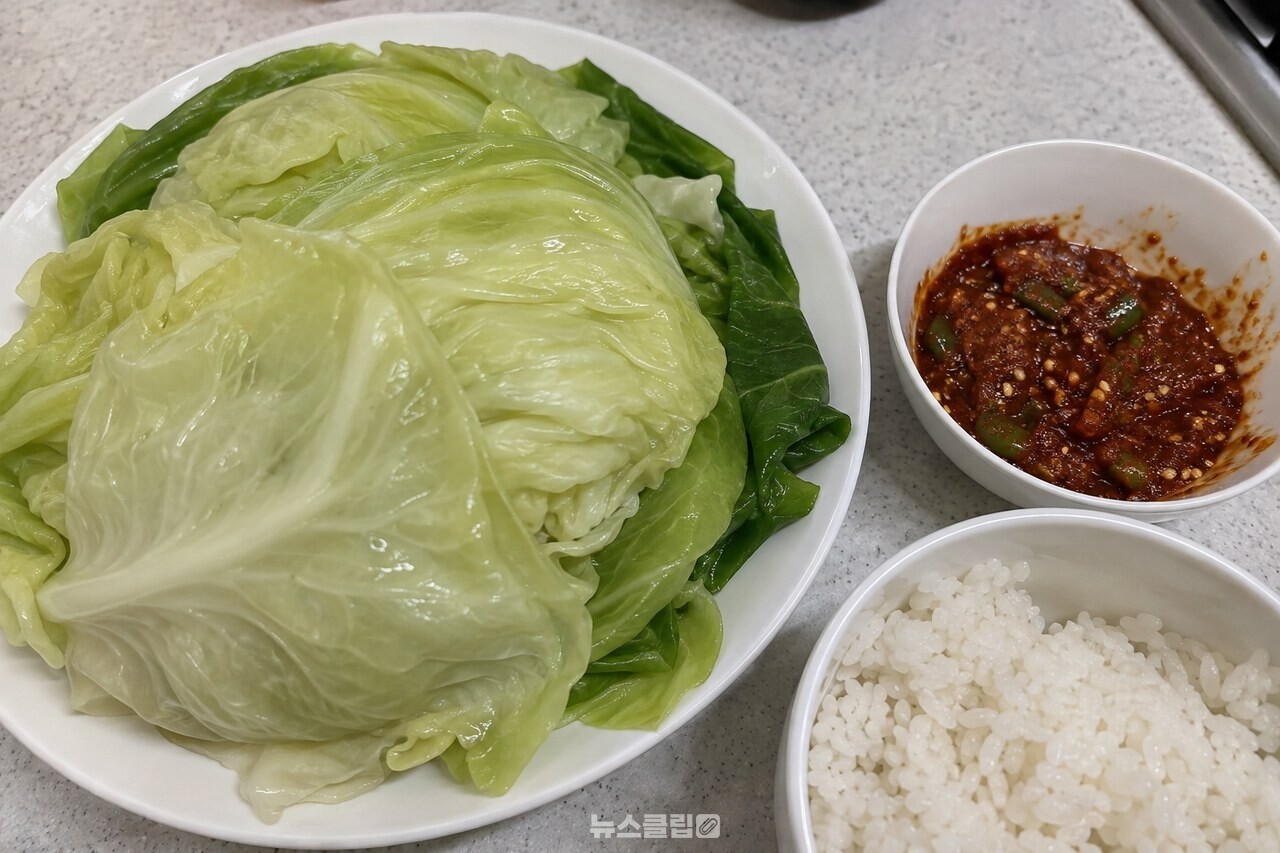 찐 양배추와 매콤새콤한 양념장 / 기사 이해를 돕기 위한 생성형 이미지