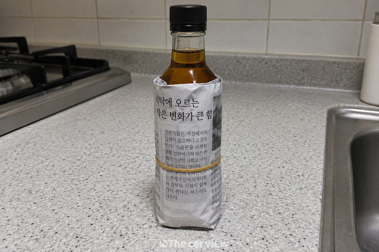밑부분을 평평하게 접은 들기름 병 포장 / 기사 이해를 돕기 위한 생성형 이미지