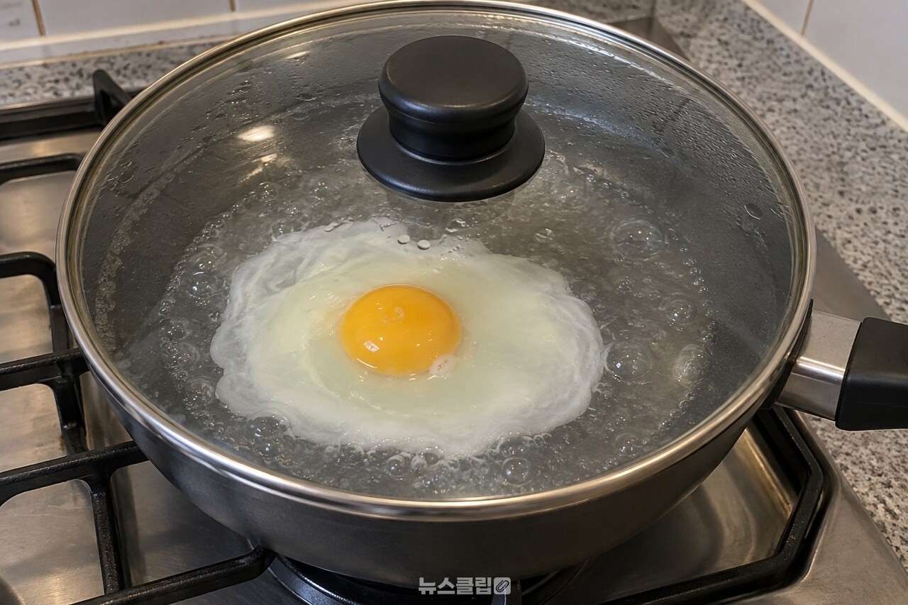 물을 자작하게 넣고 뚜껑을 덮은 계란 / 기사 이해를 돕기 위한 생성형 이미지