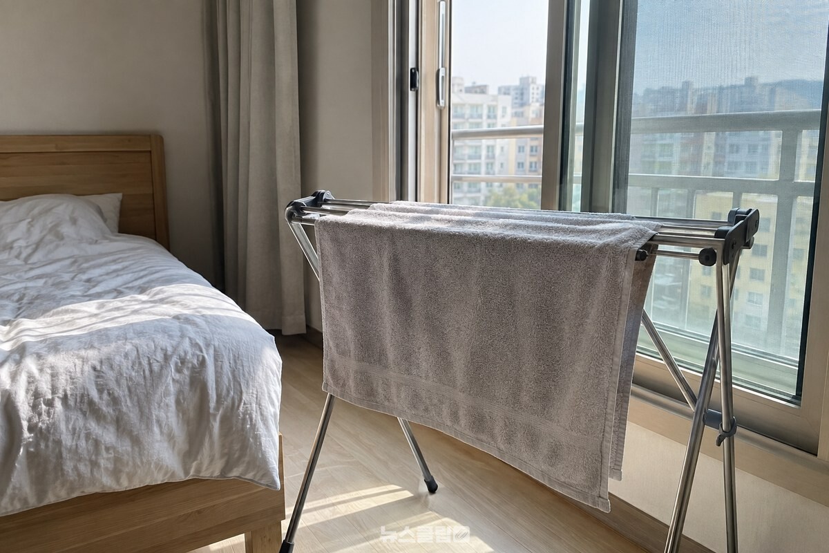 아침에는 창문을 열고 수건도 바로 말려 밤새 남은 습기를 정리한다. / 기사 이해를 돕기 위한 생성형 이미지