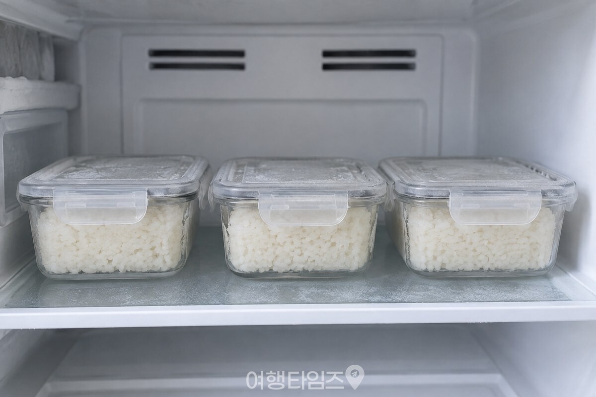 납작하게 소분해 뚜껑을 닫은 냉동밥 용기 / 기사 이해를 돕기 위한 생성형 이미지