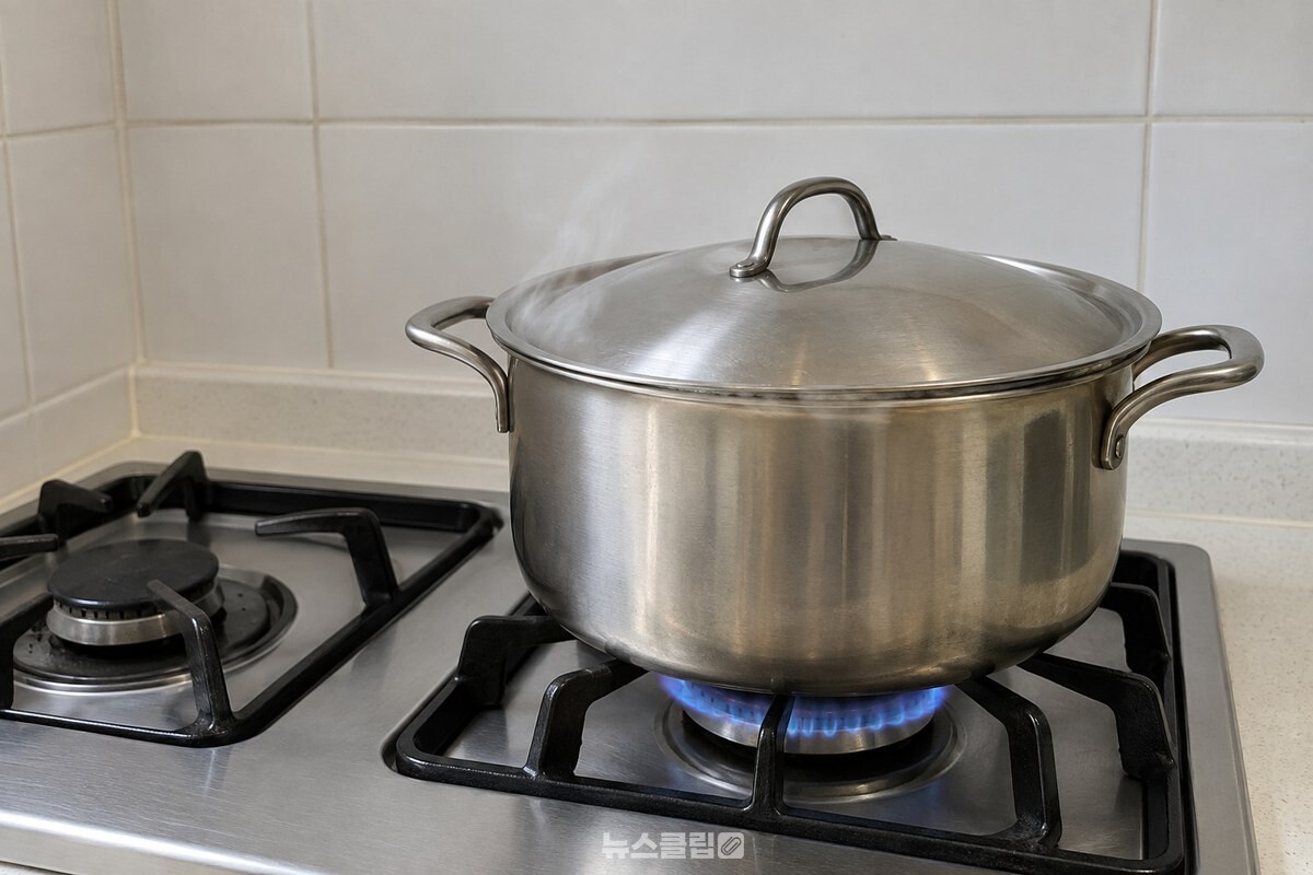 끓어오른 갈비찜 냄비에 뚜껑을 덮어 중약불로 익히고 있다. / 기사 이해를 돕기 위한 생성형 이미지