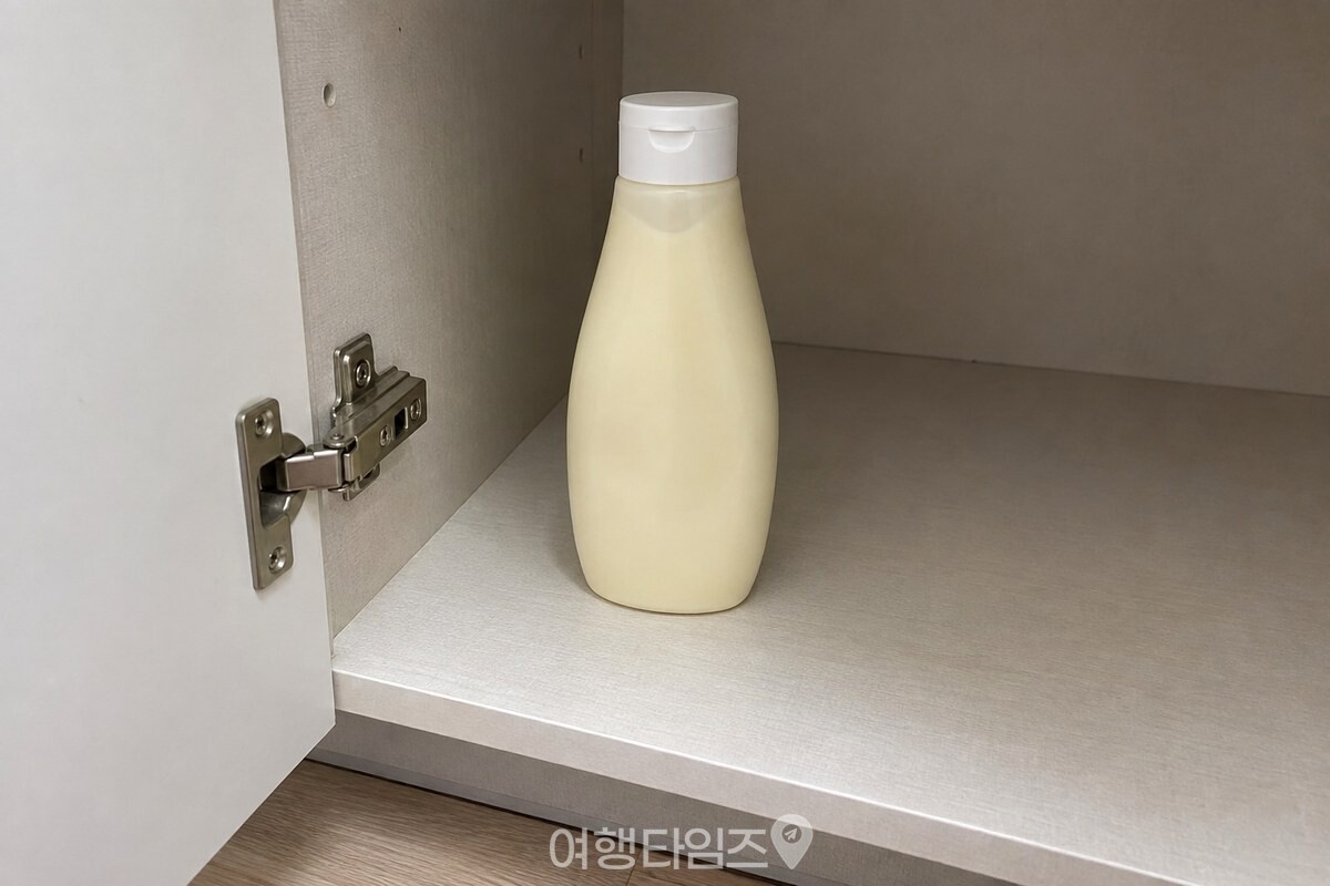 아직 뜯지 않은 마요네즈를 싱크대 아래 수납장 안에 세워 둔 모습. / 기사 이해를 돕기 위한 생성형 이미지