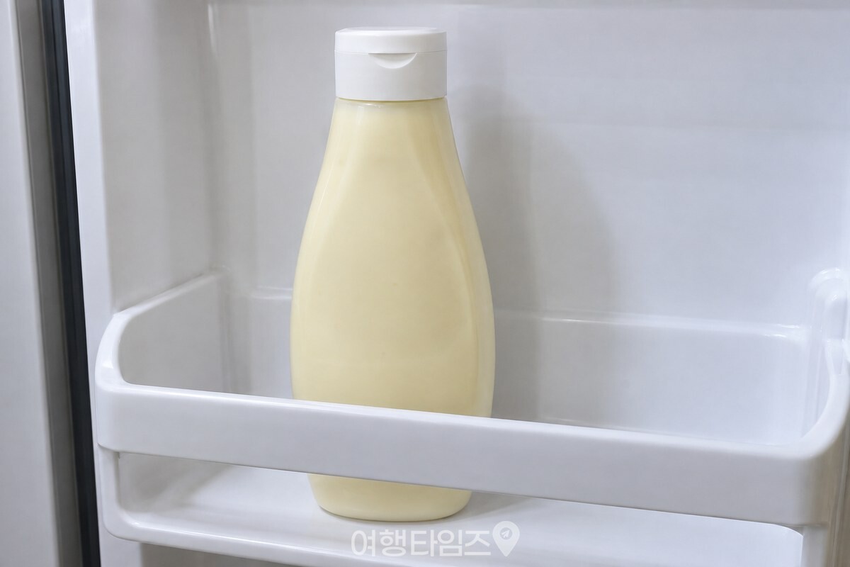 냉장고 문 쪽 선반에 똑바로 세워 둔 마요네즈 통. / 기사 이해를 돕기 위한 생성형 이미지