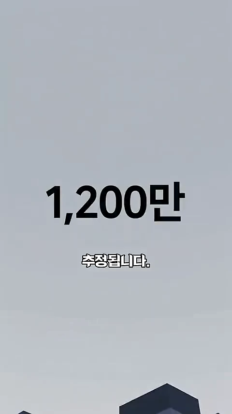 단색 배경 위에 '1,200만'이라는 큰 숫자와 '추정됩니다.'라는 글자가 흰색으로 적힌 화면입니다.