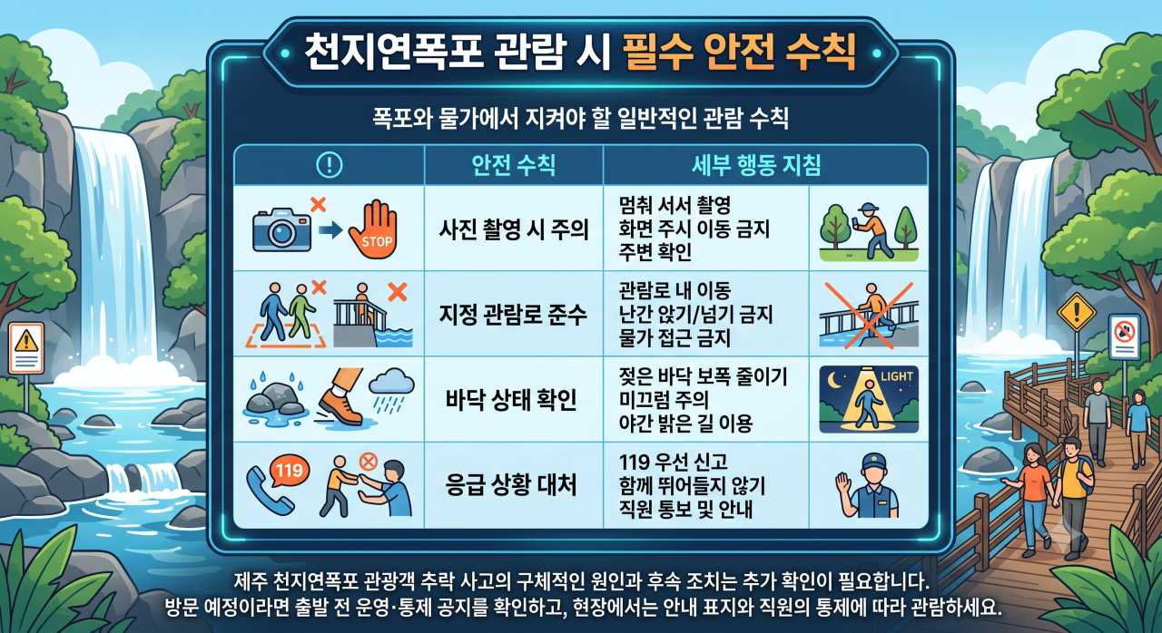 폭포 관람 시 안전 수칙 꼭 확인하기 / ai 활용 이미지