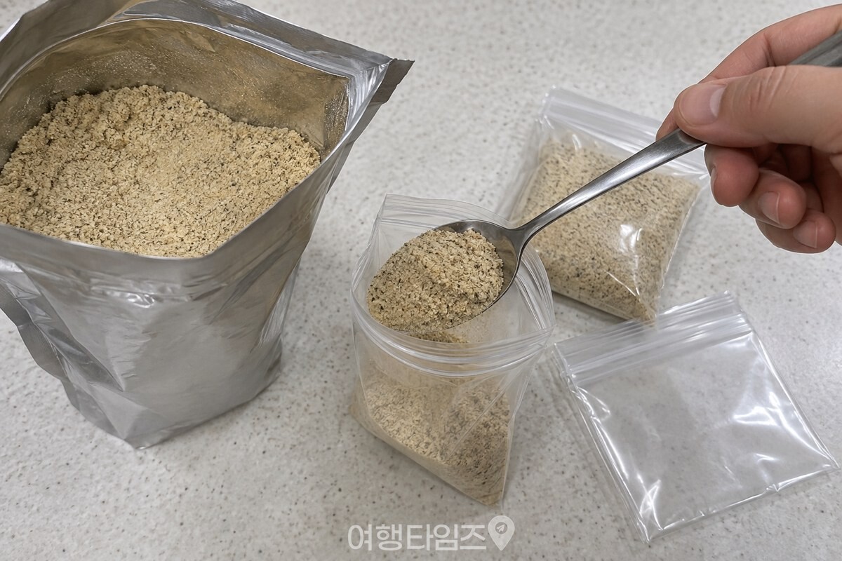곱게 빻은 들깨가루를 작은 지퍼백에 덜어 놓은 모습. / 기사 이해를 돕기 위한 생성형 이미지