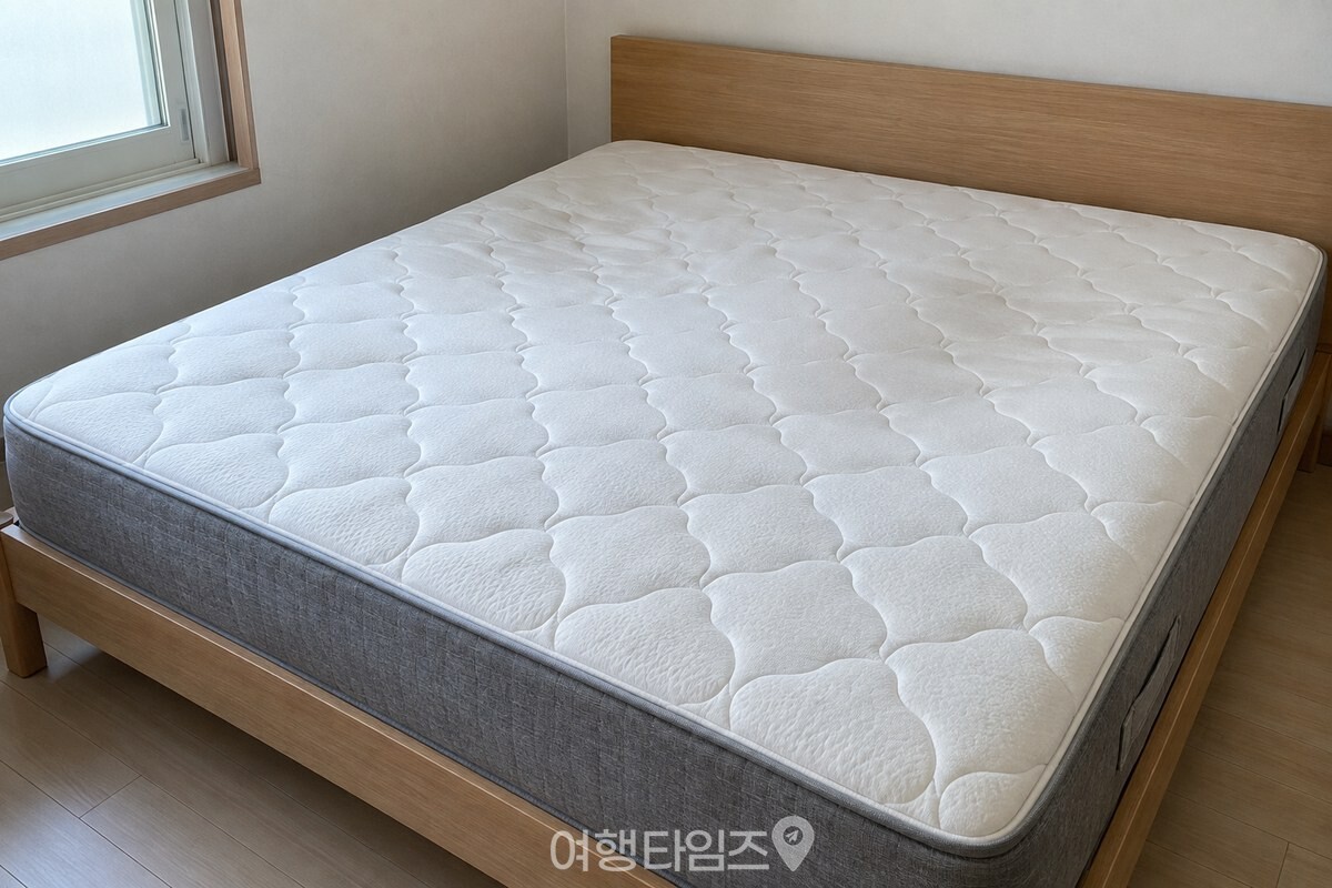침구를 벗긴 매트리스 윗면에 양쪽 눕는 자리의 옅은 내려앉음이 보인다. / 기사 이해를 돕기 위한 생성형 이미지