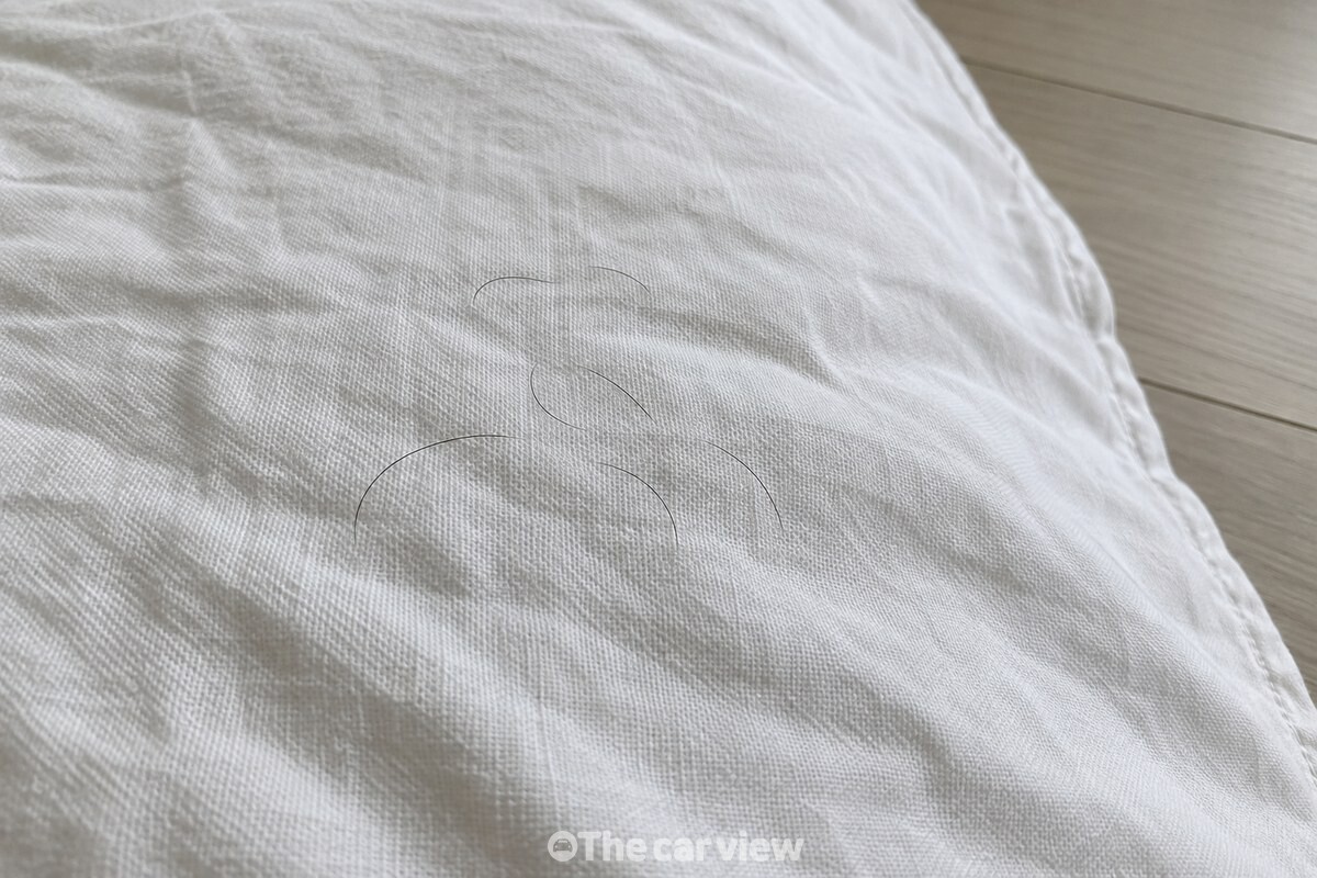 흰 침구 섬유 사이에 짧은 머리카락 몇 가닥이 끼어 있는 가까운 모습. / 기사 이해를 돕기 위한 생성형 이미지