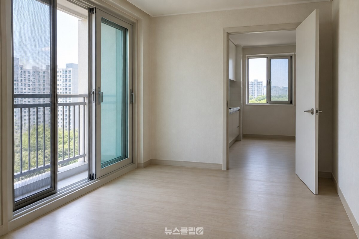 거실 창과 마주 보는 주방 창, 열린 방문을 함께 열어 둔 한국 아파트 실내. / 기사 이해를 돕기 위한 생성형 이미지