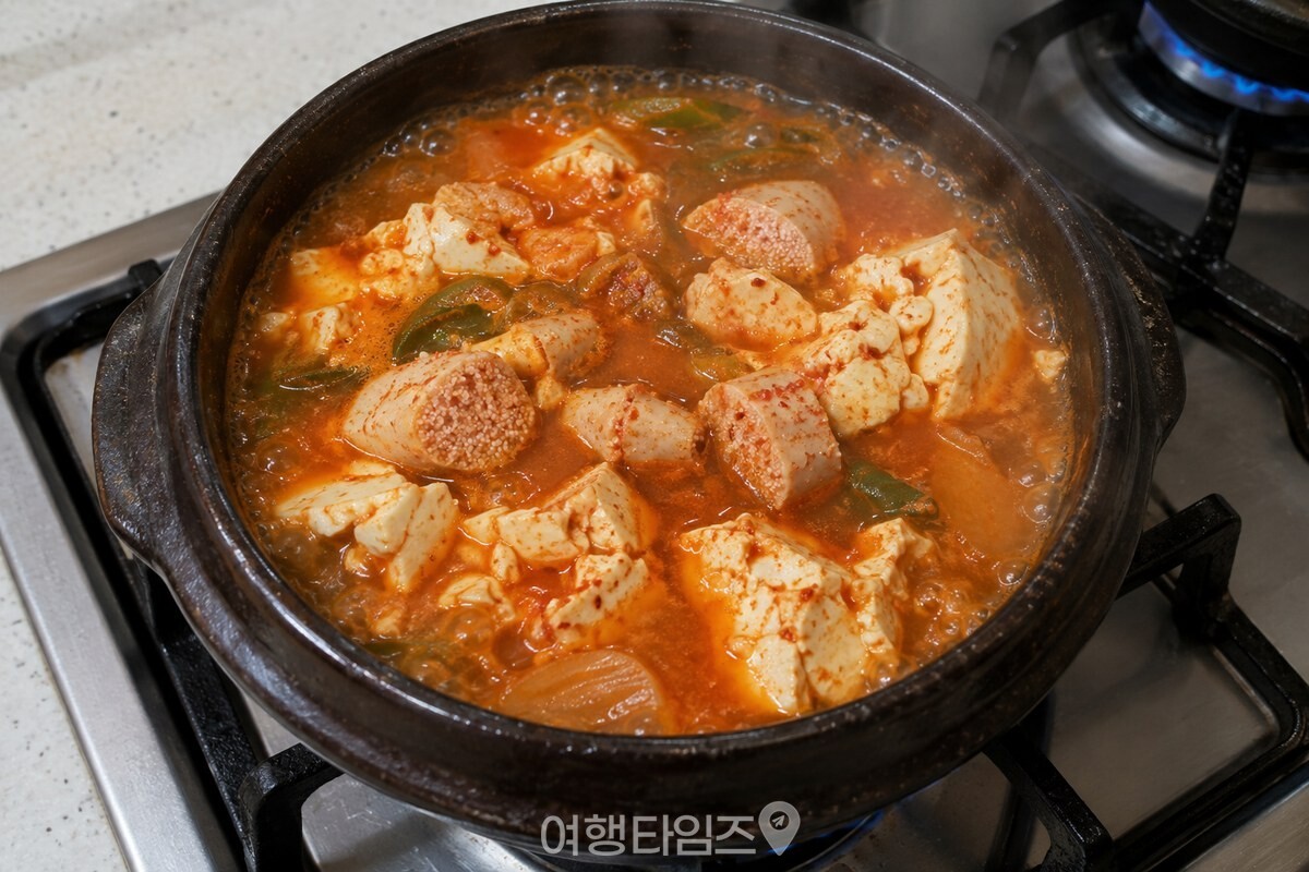 뚝배기 순두부찌개 위에 한입 크기로 썬 명란과 순두부가 함께 담긴 모습. / 기사 이해를 돕기 위한 생성형 이미지