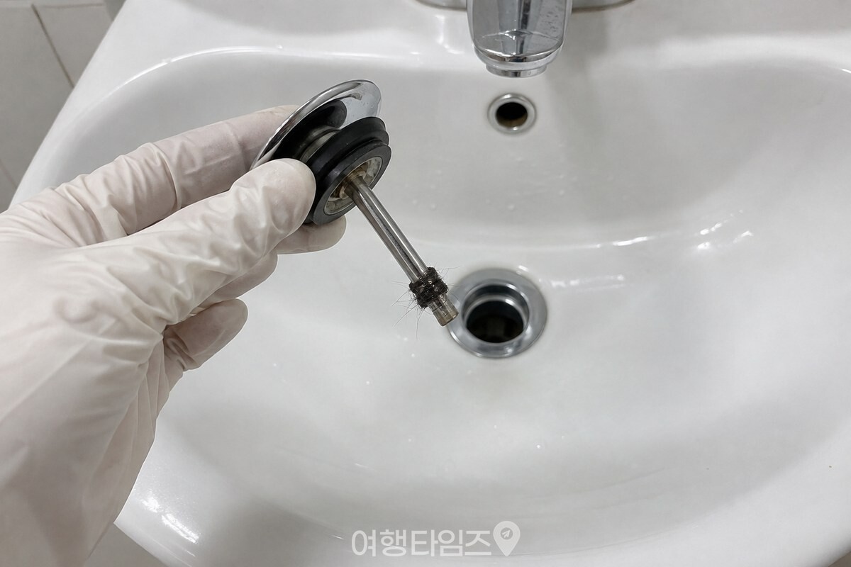분리한 팝업 마개 기둥 주변에 머리카락이 감긴 상태를 보여 주는 모습. / 기사 이해를 돕기 위한 생성형 이미지