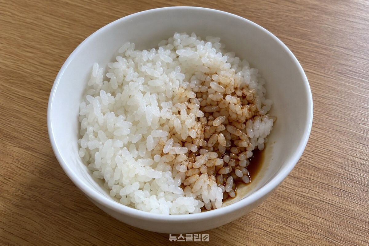 밥알 사이로 간장이 고르게 스미지 않고 그릇 바닥에 소량 고인 모습이다. / 기사 이해를 돕기 위한 생성형 이미지