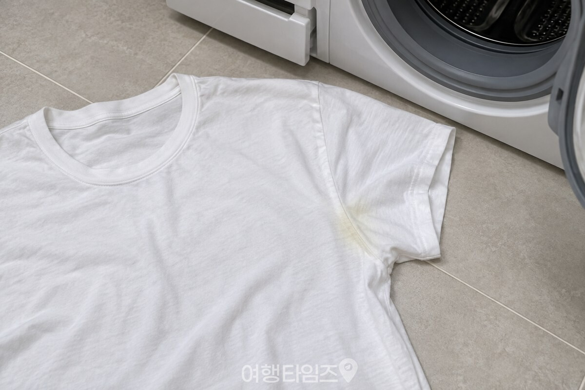 마른 흰 티셔츠의 겨드랑이 부분에 옅은 누런 테두리가 보인다. / 기사 이해를 돕기 위한 생성형 이미지