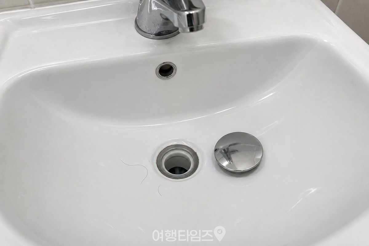 세면대 배수구 덮개를 들어낸 뒤 입구 주변을 가까이에서 본 모습 / 기사 이해를 돕기 위한 생성형 이미지