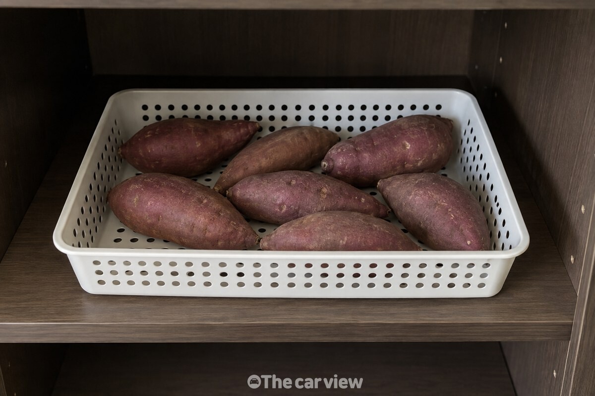 빛이 들지 않는 마른 찬장 선반에 바구니를 넣어 둔 모습. / 기사 이해를 돕기 위한 생성형 이미지