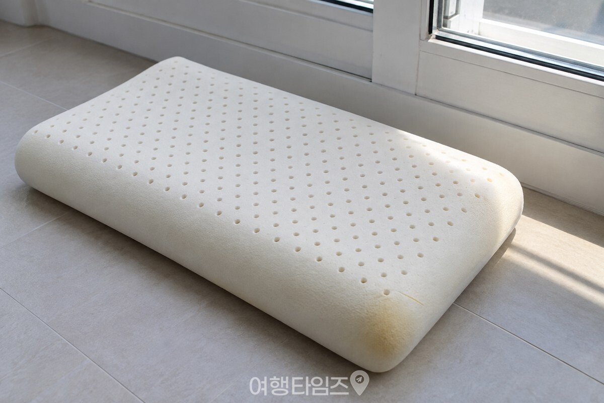 창가 직사광선이 닿는 자리에 놓인 라텍스 베개의 한쪽 모서리. / 기사 이해를 돕기 위한 생성형 이미지