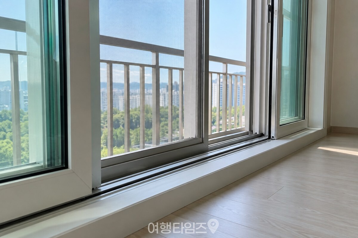 베란다의 이중 미닫이 창을 양쪽으로 활짝 연 모습. / 기사 이해를 돕기 위한 생성형 이미지
