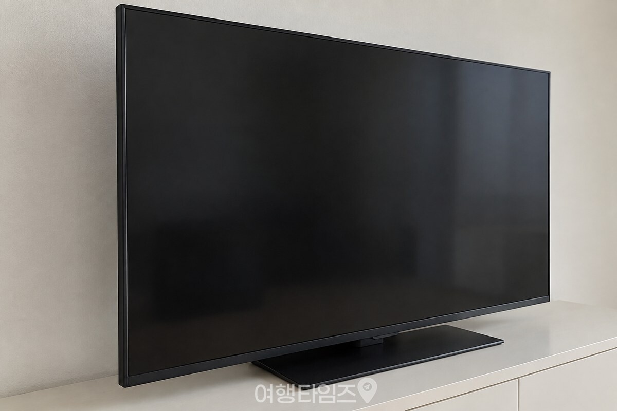 꺼진 TV 화면을 비스듬히 본 가까운 화면에 얇은 반사 방지 표면이 보인다. / 기사 이해를 돕기 위한 생성형 이미지