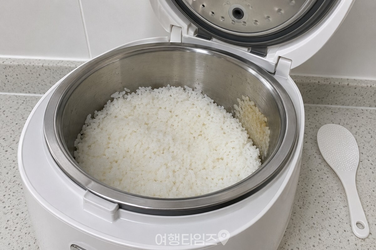 보온 중인 밥솥 내솥 벽 한쪽에 누런 밥이 조금 붙어 있고 나머지 밥은 깨끗하게 담겨 있다. / 기사 이해를 돕기 위한 생성형 이미지